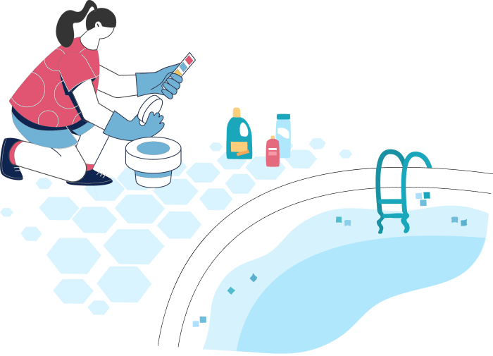 Person Adding Chlorine Tablets Into a Pool Graphic
