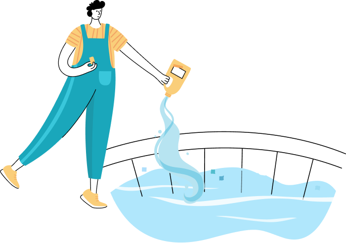 Person Pouring Chlorine Into a Pool Graphic